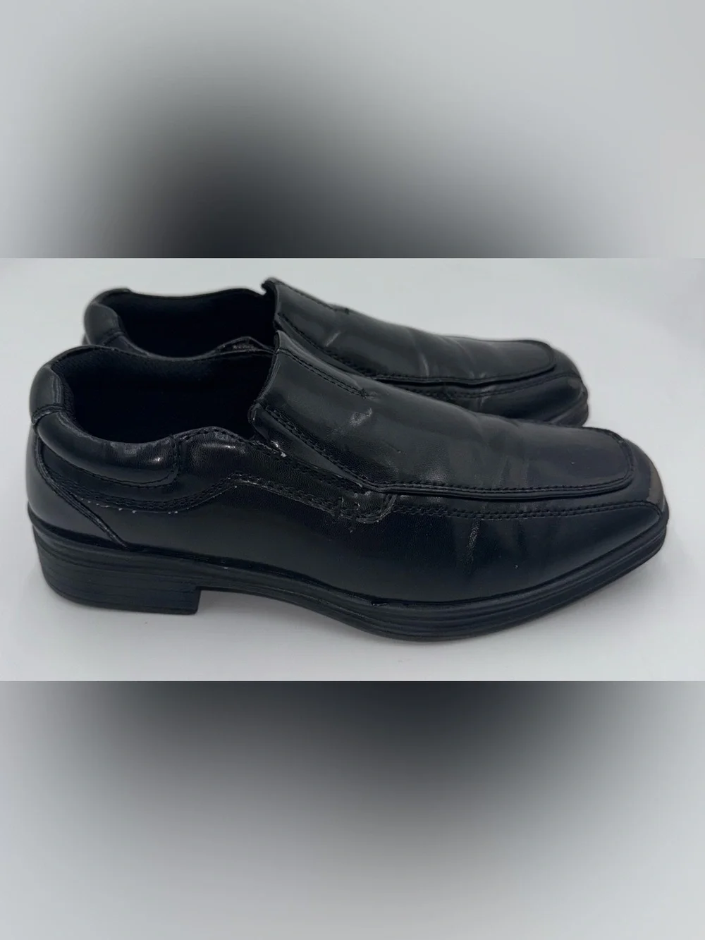 Deer Stags Wise Black Slip-On Dress Shoes Boys Size 3 Wide School Loafers